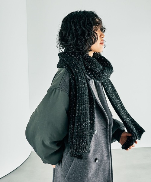 LEPSIM（レプシィム）の「ラメニットストール　152656（ストール/ショール・レディース・ブラック/チャコールグレー・ONE SIZE）」の16枚目の写真