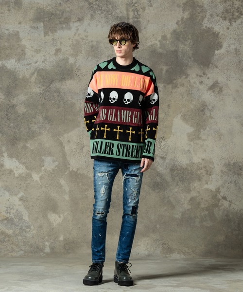 セール】Grunge Symbols Pullover Knit / グランジシンボルプル