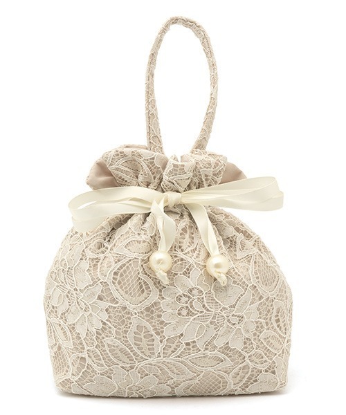 SOUBIEN（ソウビエン）の「巾着バッグ　【floro by SOUBIEN】（和装小物・レディース・ピンク系/アイボリー系/グレイッシュベージュ・FREE）」の3枚目の写真