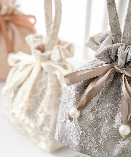 SOUBIEN（ソウビエン）の「巾着バッグ　【floro by SOUBIEN】（和装小物・レディース・ピンク系/アイボリー系/グレイッシュベージュ・FREE）」の10枚目の写真