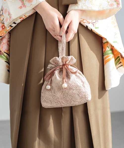 SOUBIEN（ソウビエン）の「巾着バッグ　【floro by SOUBIEN】（和装小物・レディース・ピンク系/アイボリー系/グレイッシュベージュ・FREE）」の13枚目の写真