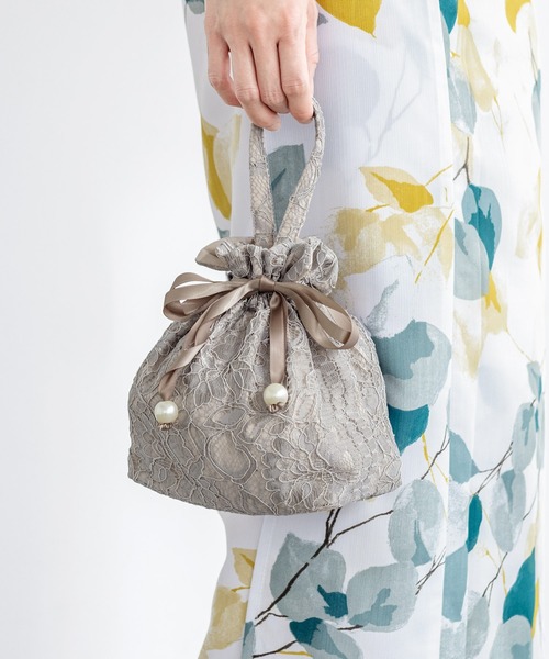 SOUBIEN（ソウビエン）の「巾着バッグ　【floro by SOUBIEN】（和装小物・レディース・ピンク系/アイボリー系/グレイッシュベージュ・FREE）」の11枚目の写真