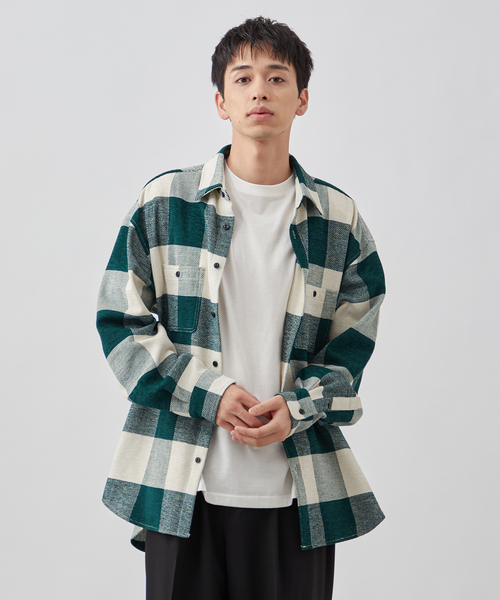 B.C STOCK（ベーセーストック）の「モールチェックリラックスシャツ（シャツ/ブラウス・メンズ・ブルー系その他/ブラウン/グリーン・MEDIUM/LARGE）」の9枚目の写真