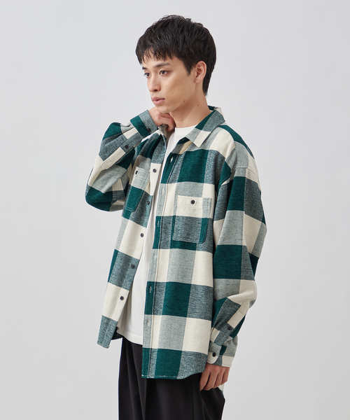 B.C STOCK（ベーセーストック）の「モールチェックリラックスシャツ（シャツ/ブラウス・メンズ・ブルー系その他/ブラウン/グリーン・MEDIUM/LARGE）」の10枚目の写真