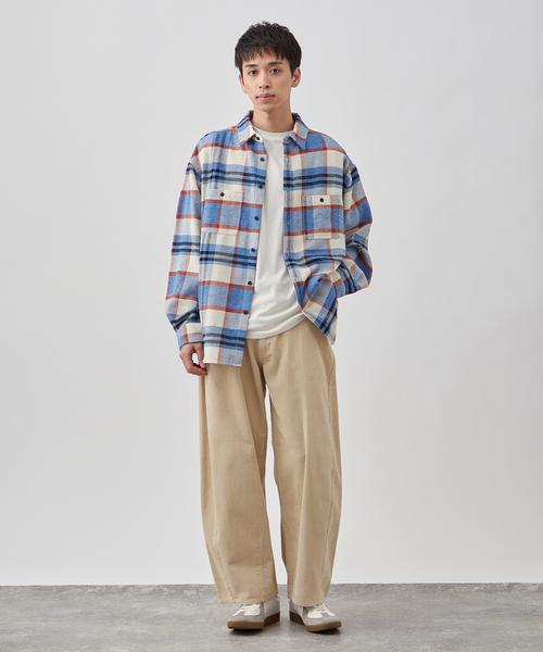 B.C STOCK（ベーセーストック）の「モールチェックリラックスシャツ（シャツ/ブラウス・メンズ・ブルー系その他/ブラウン/グリーン・MEDIUM/LARGE）」の12枚目の写真