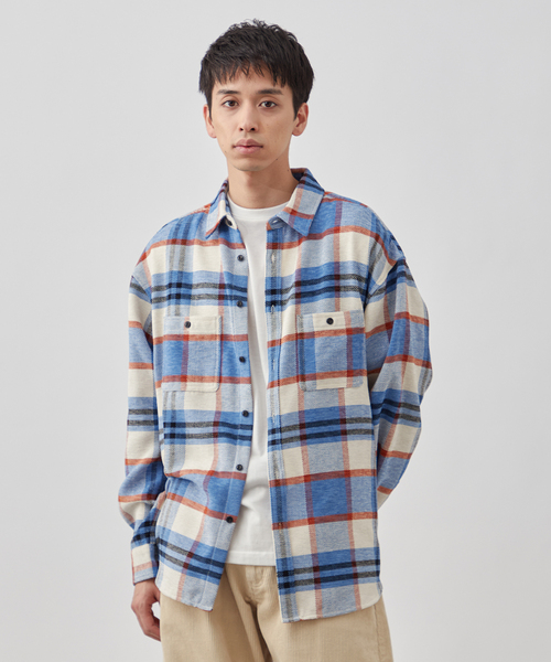 B.C STOCK（ベーセーストック）の「モールチェックリラックスシャツ（シャツ/ブラウス・メンズ・ブルー系その他/ブラウン/グリーン・MEDIUM/LARGE）」の13枚目の写真