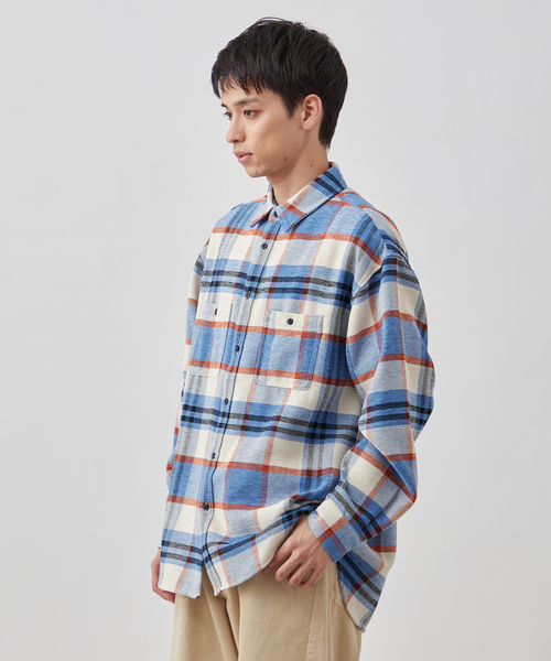 B.C STOCK（ベーセーストック）の「モールチェックリラックスシャツ（シャツ/ブラウス・メンズ・ブルー系その他/ブラウン/グリーン・MEDIUM/LARGE）」の14枚目の写真