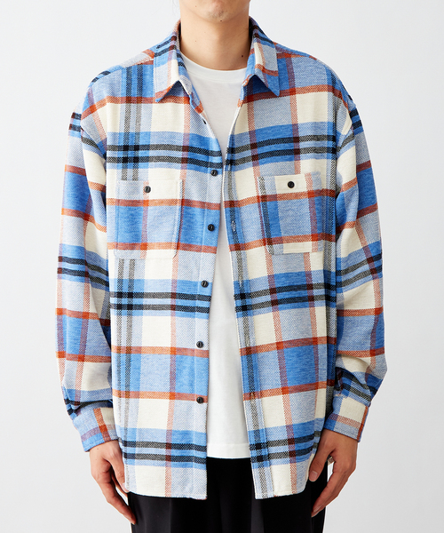 B.C STOCK（ベーセーストック）の「モールチェックリラックスシャツ（シャツ/ブラウス・メンズ・ブルー系その他/ブラウン/グリーン・MEDIUM/LARGE）」の16枚目の写真