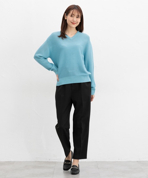 セール】【UVカット・ウォッシャブル】Vネックラメニット