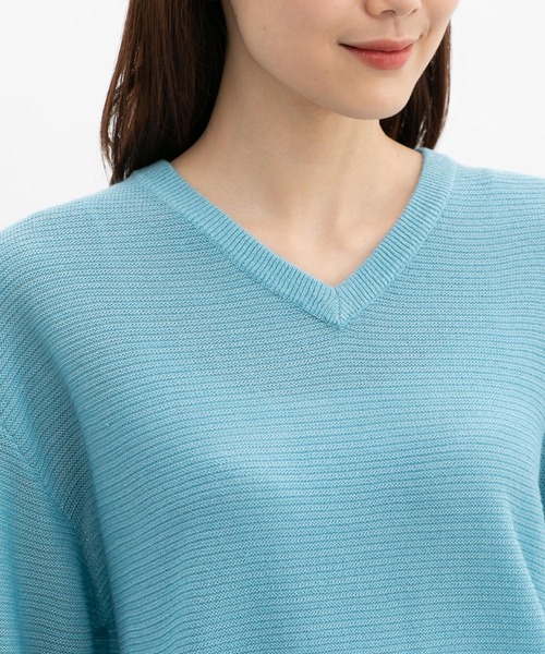 セール】【UVカット・ウォッシャブル】Vネックラメニット