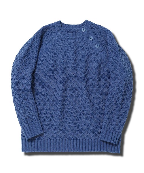jiggys shop(ジギーズショップ)の「ショルダーボタン アーガイルダイアモンドワッフルニットセーター(ニット/セーター・メンズ・ブルー/ブラック/ライトベージュ・MEDIUM/LARGE/X-LARGE)」の4枚目の写真