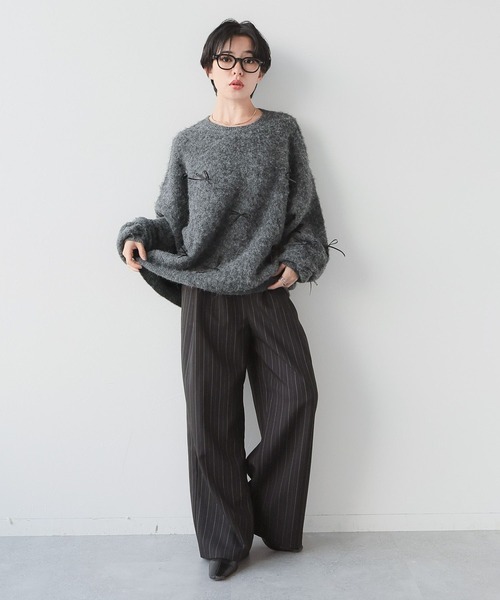 RAGEBLUE（レイジブルー）の「リボンモチーフシャギーニット（ニット/セーター・レディース・ブラウン/グレー・FREE）」の9枚目の写真