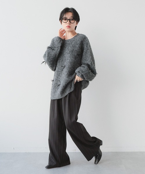 RAGEBLUE（レイジブルー）の「リボンモチーフシャギーニット（ニット/セーター・レディース・ブラウン/グレー・FREE）」の10枚目の写真