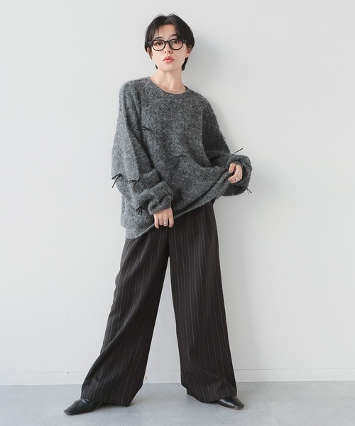 RAGEBLUE（レイジブルー）の「リボンモチーフシャギーニット（ニット/セーター・レディース・ブラウン/グレー・FREE）」の11枚目の写真