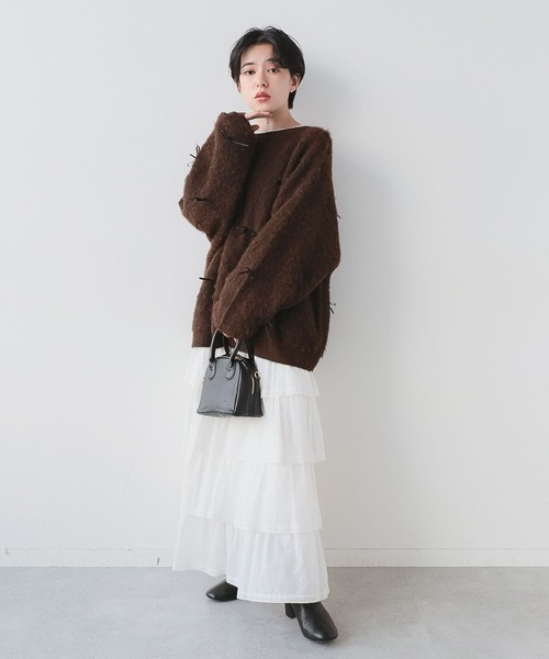 RAGEBLUE（レイジブルー）の「リボンモチーフシャギーニット（ニット/セーター・レディース・ブラウン/グレー・FREE）」の13枚目の写真