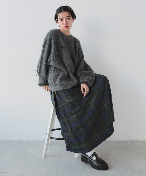 RAGEBLUE（レイジブルー）の「リボンモチーフシャギーニット（ニット/セーター・レディース・ブラウン/グレー・FREE）」の3枚目の写真