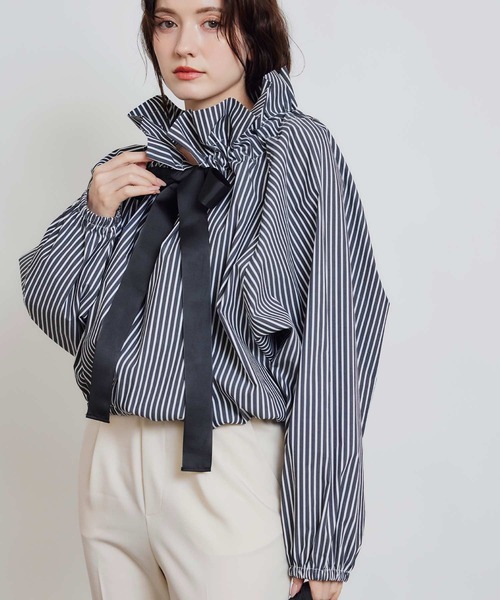 ザビエルストライプブラウス（シャツ/ブラウス）｜PICCIN（ピッチン