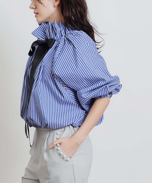 ザビエルストライプブラウス（シャツ/ブラウス）｜PICCIN（ピッチン