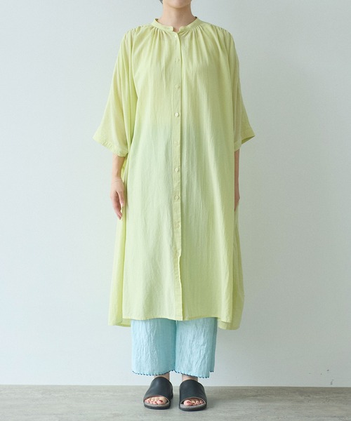 専用★今季新品★yuni コットンproduct dye 2way シャツワンピ yuni シャツワンピース high twist/コットン product dye 2way