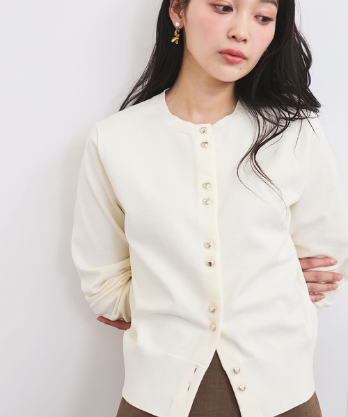 VIS(ビス)の「【洗える】ダブルハートボタンカーディガン(カーディガン/ボレロ・レディース・ターコイズブルー/ブラック/イエロー系その他/ホワイト・FREE)」の1枚目の写真