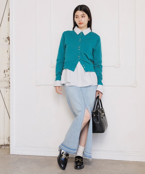 VIS(ビス)の「【洗える】ダブルハートボタンカーディガン(カーディガン/ボレロ・レディース・ターコイズブルー/ブラック/イエロー系その他/ホワイト・FREE)」の10枚目の写真