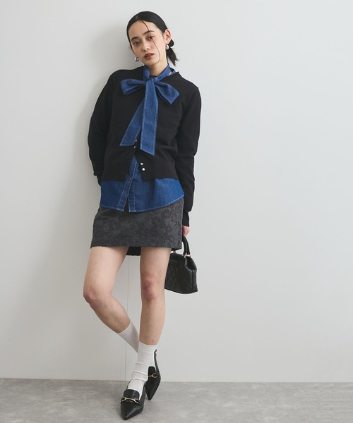 VIS(ビス)の「【洗える】ダブルハートボタンカーディガン(カーディガン/ボレロ・レディース・ターコイズブルー/ブラック/イエロー系その他/ホワイト・FREE)」の5枚目の写真