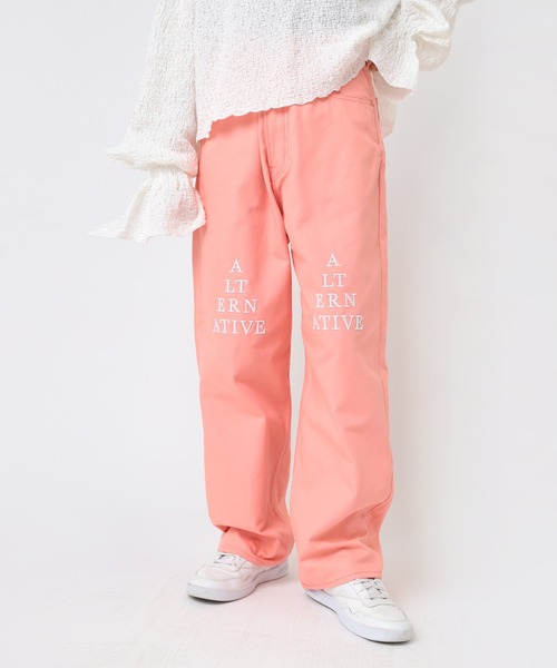 RNA(アールエヌエー)の「R4319 ALT刺繍ワイドストレート(その他パンツ・レディース・ダークベージュ/ピンク・MEDIUM)」の1枚目の写真