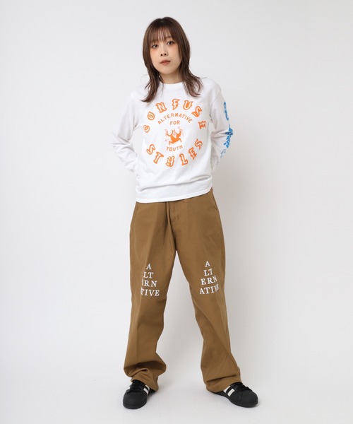 RNA(アールエヌエー)の「R4319 ALT刺繍ワイドストレート(その他パンツ・レディース・ダークベージュ/ピンク・MEDIUM)」の5枚目の写真