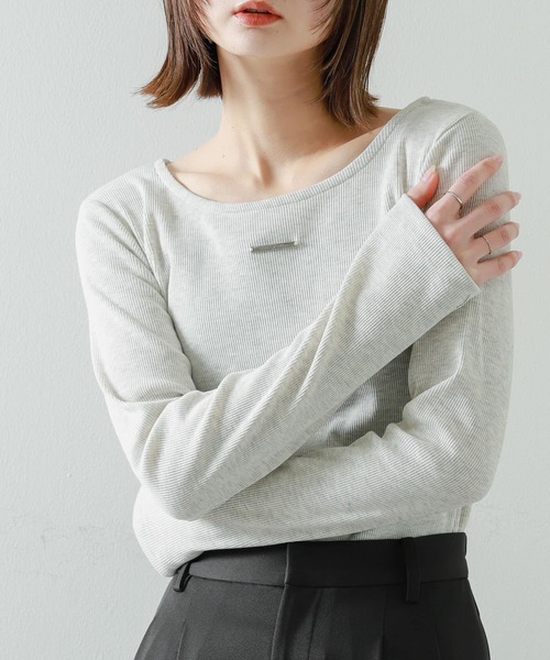 SENSE OF PLACE by URBAN RESEARCH（センスオブプレイスバイアーバンリサーチ）の「プレートツキバレエネックトップ（Tシャツ/カットソー・レディース・ピンク/グレー/チャコールグレー/オフホワイト・ONE）」の3枚目の写真