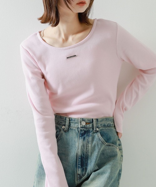 SENSE OF PLACE by URBAN RESEARCH（センスオブプレイスバイアーバンリサーチ）の「プレートツキバレエネックトップ（Tシャツ/カットソー・レディース・ピンク/グレー/チャコールグレー/オフホワイト・ONE）」の4枚目の写真