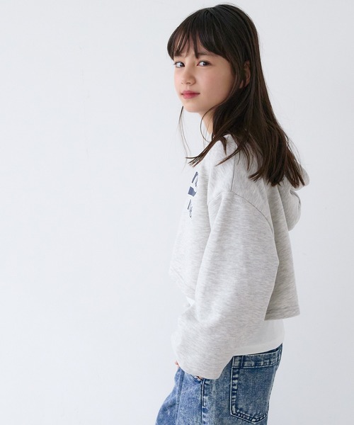 coca（coca）（コカ）の「キッズ クロップド丈フーディ―＆インナータンク 2枚セット（パーカー・キッズ・ピンク/ライトグレー・120/130/140/150）」の7枚目の写真