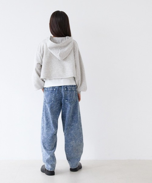 キッズ クロップド丈フーディ―＆インナータンク 2枚セット（パーカー