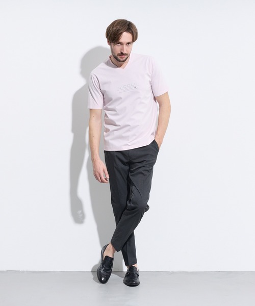 HIDEAWAYS NICOLE（ハイダウェイニコル）の「激シルケットVネック半袖Ｔシャツ（Tシャツ/カットソー・メンズ・ネイビー/ピンク/オフホワイト/ブラック・X-LARGE/XX-LARGE/LARGE/MEDIUM）」の15枚目の写真