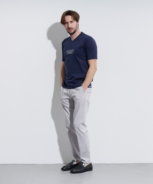 HIDEAWAYS NICOLE（ハイダウェイニコル）の「激シルケットVネック半袖Ｔシャツ（Tシャツ/カットソー・メンズ・ネイビー/ピンク/オフホワイト/ブラック・X-LARGE/XX-LARGE/LARGE/MEDIUM）」の18枚目の写真