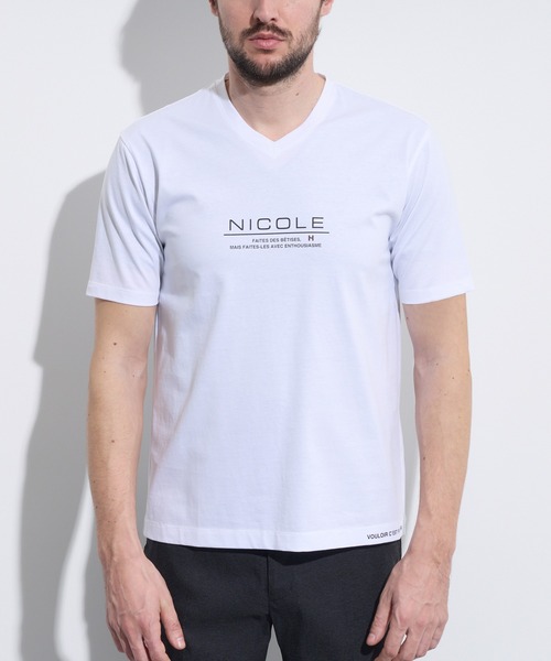 HIDEAWAYS NICOLE（ハイダウェイニコル）の「激シルケットVネック半袖Ｔシャツ（Tシャツ/カットソー・メンズ・ネイビー/ピンク/オフホワイト/ブラック・X-LARGE/XX-LARGE/LARGE/MEDIUM）」の9枚目の写真