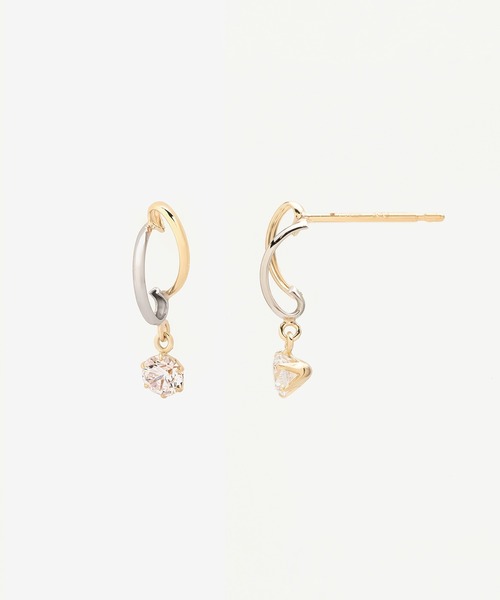 ESTELLE（エステール）の「K10 イエローゴールド/プラチナ キュービックジルコニア ピアス ESTELLE/エステール（ピアス（両耳用）・レディース・イエローゴールド・-）」の2枚目の写真