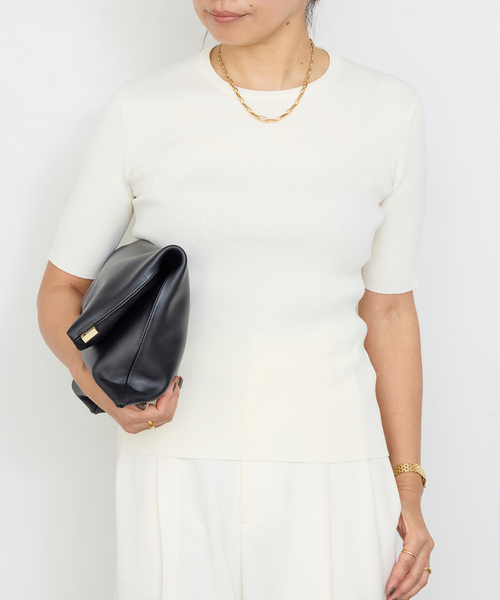 Deuxieme Classe(ドゥーズィエムクラス)の「追加*DINER RIB クルーネックプルオーバー(ニット/セーター・レディース・ホワイト/ブラック・FREE)」の5枚目の写真