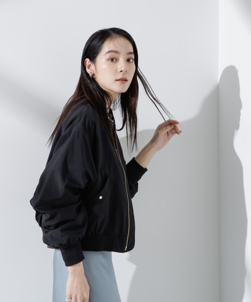 NANO universe（ナノユニバース）の「撥水ナイロンリブブルゾン（ブルゾン・レディース・グレー系その他4/ブラック・FREE）」の21枚目の写真