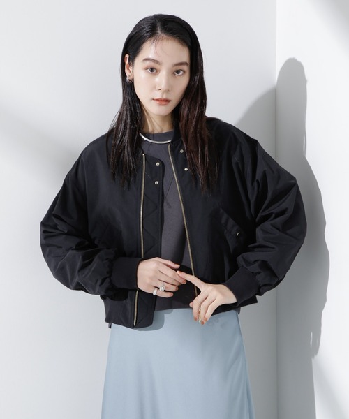 NANO universe（ナノユニバース）の「撥水ナイロンリブブルゾン（ブルゾン・レディース・グレー系その他4/ブラック・FREE）」の22枚目の写真