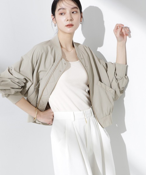 NANO universe（ナノユニバース）の「撥水ナイロンリブブルゾン（ブルゾン・レディース・グレー系その他4/ブラック・FREE）」の15枚目の写真