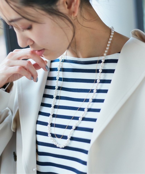 ROPE' PICNIC（ロペピクニック）の「パール×チェーン2連ロングネックレス（ネックレス・レディース・ゴールド・FREE）」の2枚目の写真