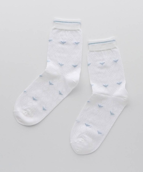 EMPORIO ARMANI(エンポリオアルマーニ)の「EMPORIO ARMANI レディース イーグルアイレット クルーソックス 03440109(ソックス/靴下・レディース・ライトグレー/オフホワイト/ダークパープル/ブラック・23-25cm)」の2枚目の写真