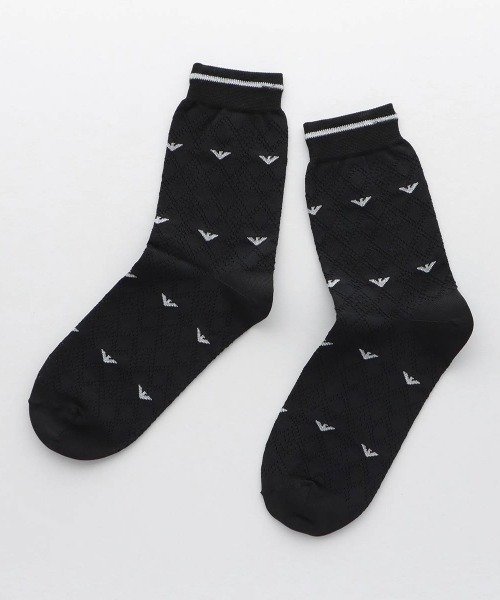EMPORIO ARMANI(エンポリオアルマーニ)の「EMPORIO ARMANI レディース イーグルアイレット クルーソックス 03440109(ソックス/靴下・レディース・ライトグレー/オフホワイト/ダークパープル/ブラック・23-25cm)」の3枚目の写真