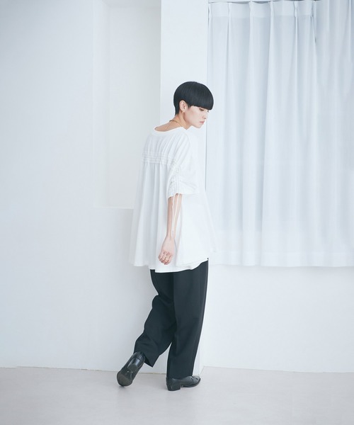 完売商品 ROSE BUD (mici)バックギャザープルオーバー ホワイト セール】(mici)バックギャザープルオーバー（Tシャツ/カットソー