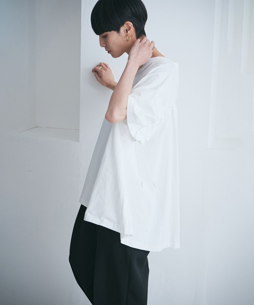 完売商品 ROSE BUD (mici)バックギャザープルオーバー ホワイト セール】(mici)バックギャザープルオーバー（Tシャツ/カットソー