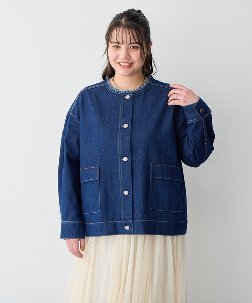 NEPENTHES ネペンテス ジップアップノーカラーデニムジャケット サイズM NEPENTHES ネペンテス ジップアップノーカラーデニムジャケット