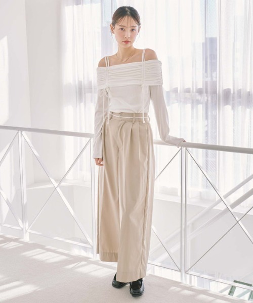 archives（アルシーヴ）の「ワイドタックチノパンツ（チノパンツ・レディース・ネイビー/ベージュ/アイボリー・MEDIUM）」の10枚目の写真