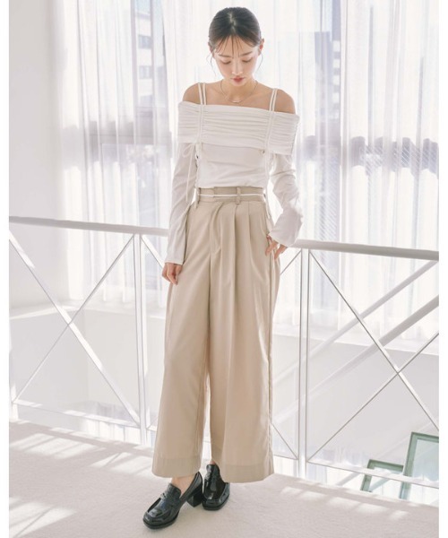 archives（アルシーヴ）の「ワイドタックチノパンツ（チノパンツ・レディース・ネイビー/ベージュ/アイボリー・MEDIUM）」の11枚目の写真