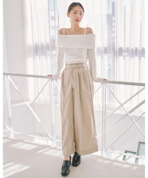 archives（アルシーヴ）の「ワイドタックチノパンツ（チノパンツ・レディース・ネイビー/ベージュ/アイボリー・MEDIUM）」の12枚目の写真