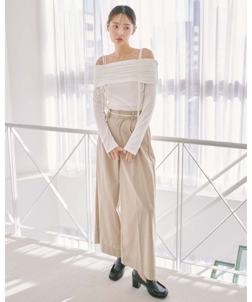 archives（アルシーヴ）の「ワイドタックチノパンツ（チノパンツ・レディース・ネイビー/ベージュ/アイボリー・MEDIUM）」の13枚目の写真